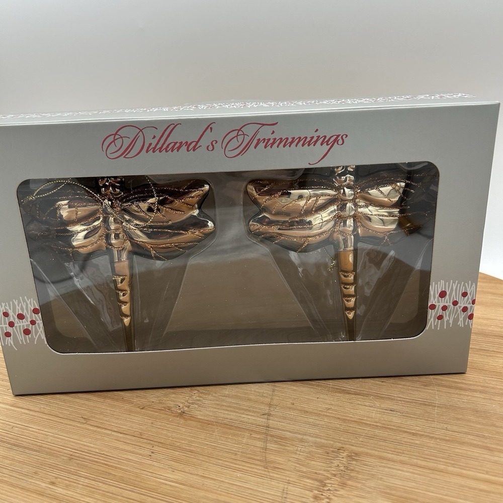 Golden Dragon Fly Christmas Ornaments Set Of 2 Dillards Trimming